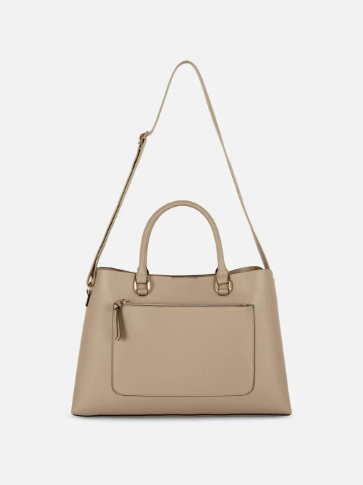 Bolso Tote De Piel Sintética Con Bolsillo