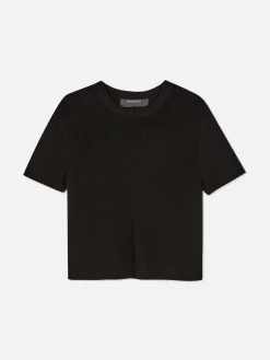 Camiseta De Punto De Cuello Redondo