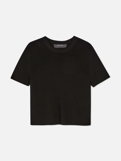 Camiseta De Punto De Cuello Redondo