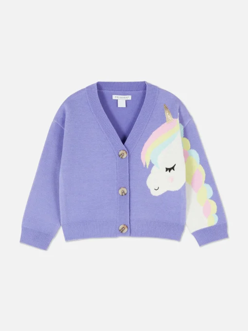 Cárdigan Con Cuello De Pico Con Unicornio