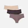 Pack De 3 Braguitas Hípster Con Ribete De Encaje