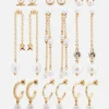 Pack De 9 Pares De Pendientes Largos Con Perlas