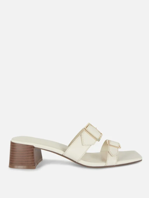 Sandalias De Tacón Grueso Con Hebillas