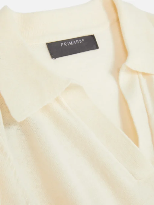 Top De Punto Fino Y Manga Corta Con Cuello