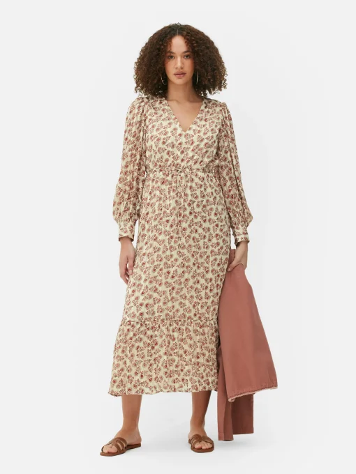 Vestido Midaxi De Estilo Bohemio Con Cuello De Pico