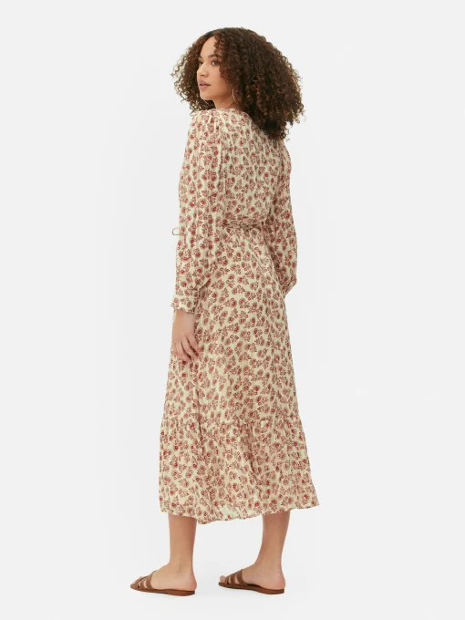 Vestido Midaxi De Estilo Bohemio Con Cuello De Pico